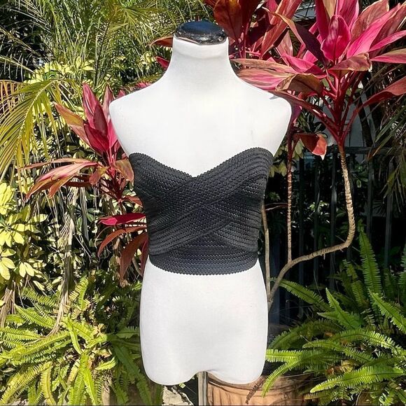 Express Strapless Black Bandage Crop Top - Picture 4 of 8